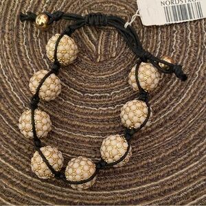NORDSTROMS Elegant Gold and Cream Beaded Bracelet